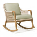 Sedia a dondolo 70 x 90 x 100 cm in legno corda e tessuto verde salvia