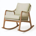 Sedia a dondolo 70 x 90 x 98 cm in legno e corda beige con seduta imbottita