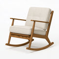 Sedia a dondolo 70 x 92 x 98 cm in legno marrone e tessuto beige - poltrona relax in stile nordico