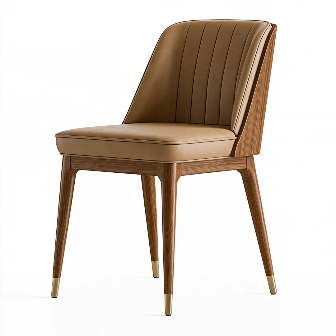 Sedia da pranzo 52 x 61 x 86 cm marrone in legno e rivestimento effetto pelle stile moderno