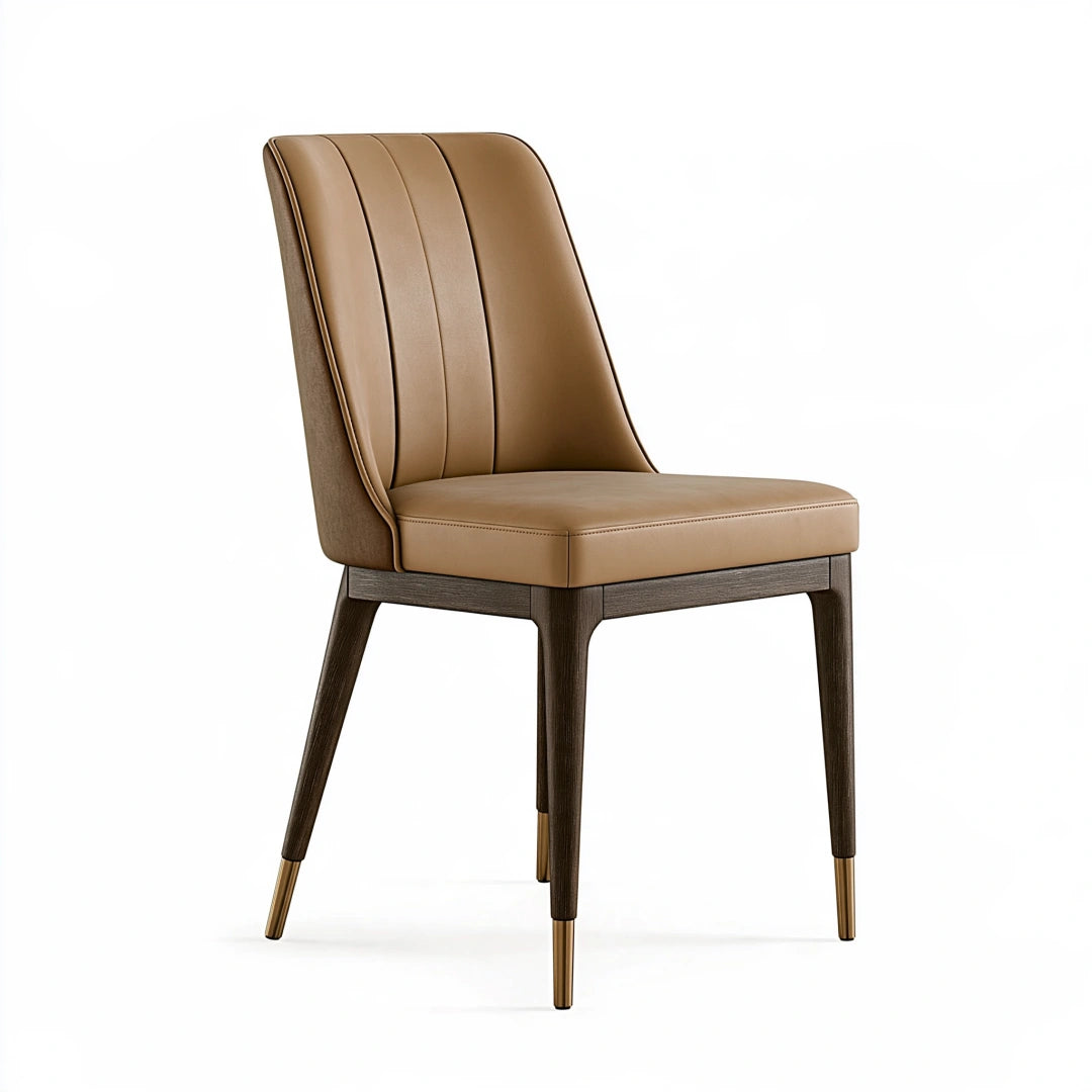 Sedia da pranzo 48 x 58 x 88 cm in similpelle marrone con gambe in legno stile moderno