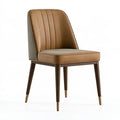 Sedia da pranzo 54 x 60 x 84 cm in similpelle marrone con gambe in legno stile moderno