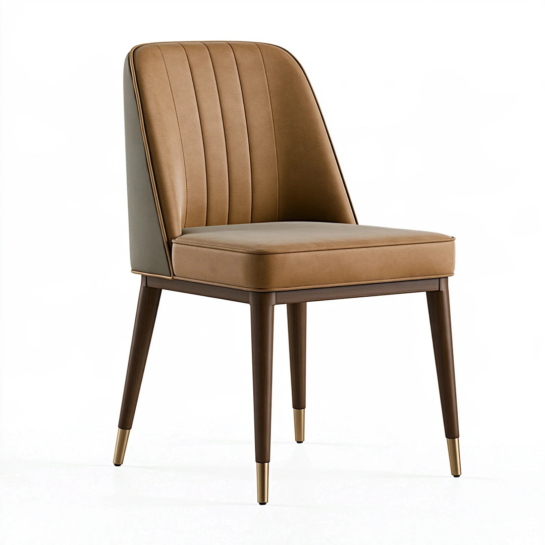 Sedia da pranzo 54 x 60 x 84 cm in similpelle marrone con gambe in legno stile moderno