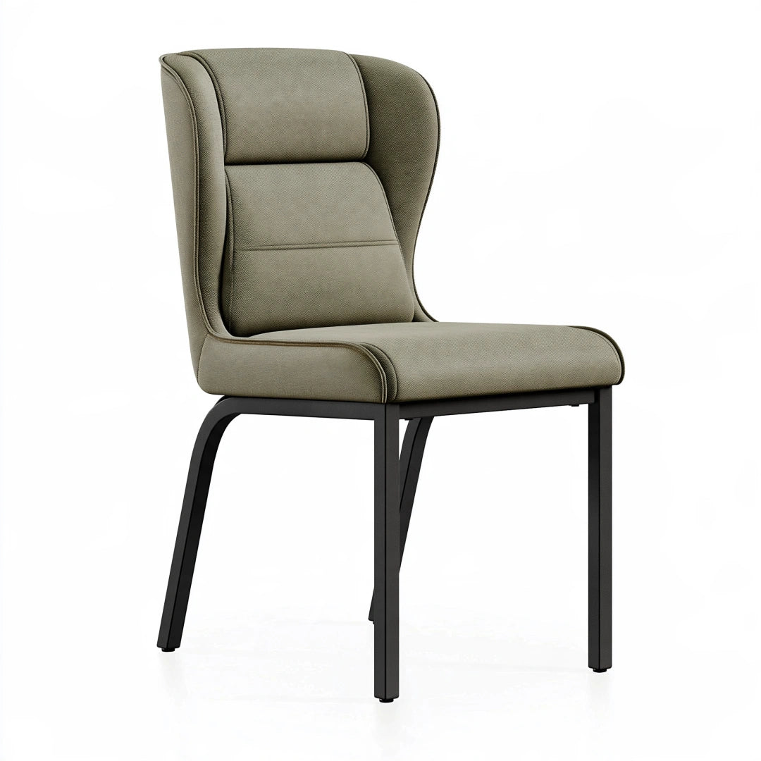 Sedia da pranzo 50 x 63 x 95 cm in tessuto verde oliva con gambe in metallo - schienale alto imbottito