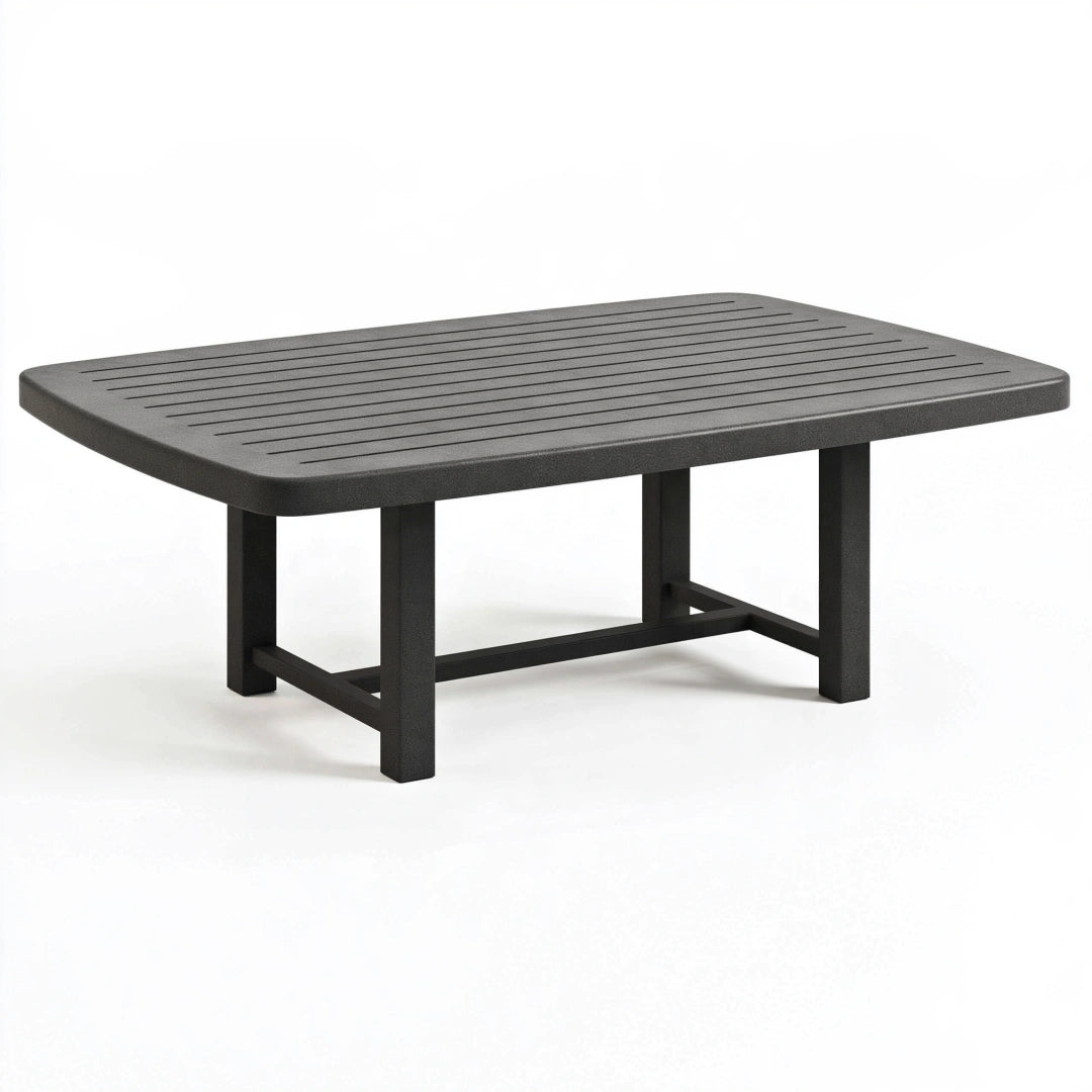 Tavolino da giardino 120 x 70 x 45 cm in resina grigio antracite - design a doghe