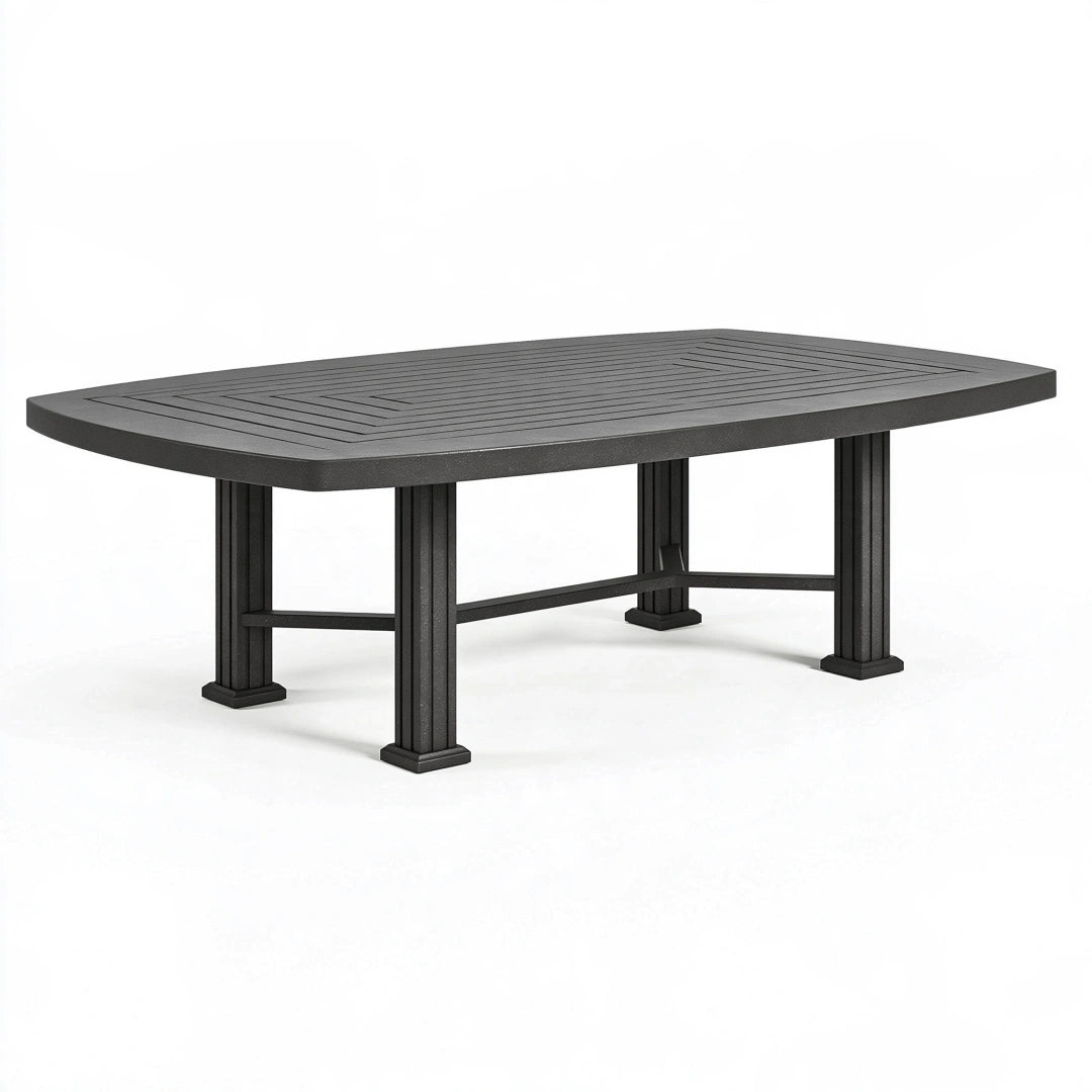 Tavolo da pranzo da esterno 180 x 90 x 75 cm in metallo nero - rettangolare a doghe