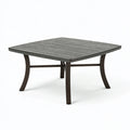Tavolo da giardino quadrato 90 x 90 x 74 cm in metallo nero - piano a doghe stile contemporaneo