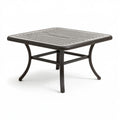 Tavolino da giardino quadrato 100x100x45 cm in metallo marrone con piano a doghe stile classico