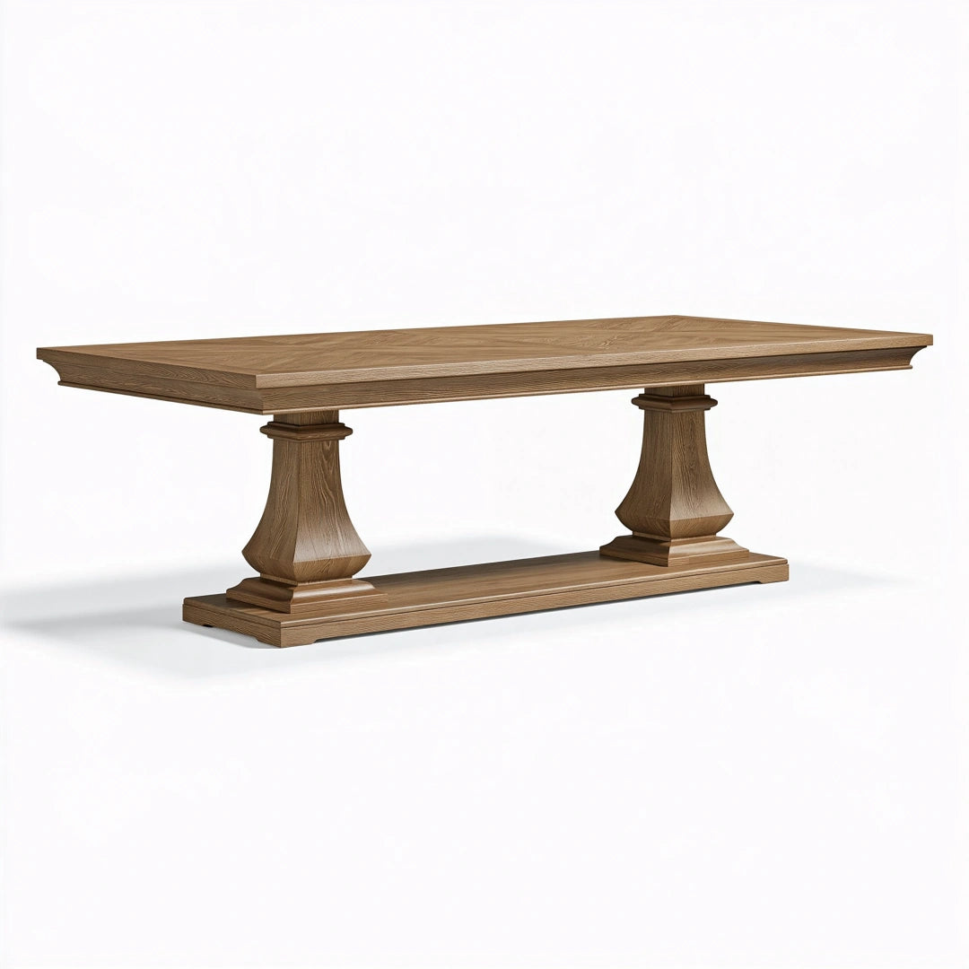 Tavolo da pranzo 220 x 100 cm in legno marrone - stile classico con gambe a colonna