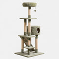 Albero tiragraffi per gatti 60 x 50 x 170 cm in peluche verde con sisal e cuccia